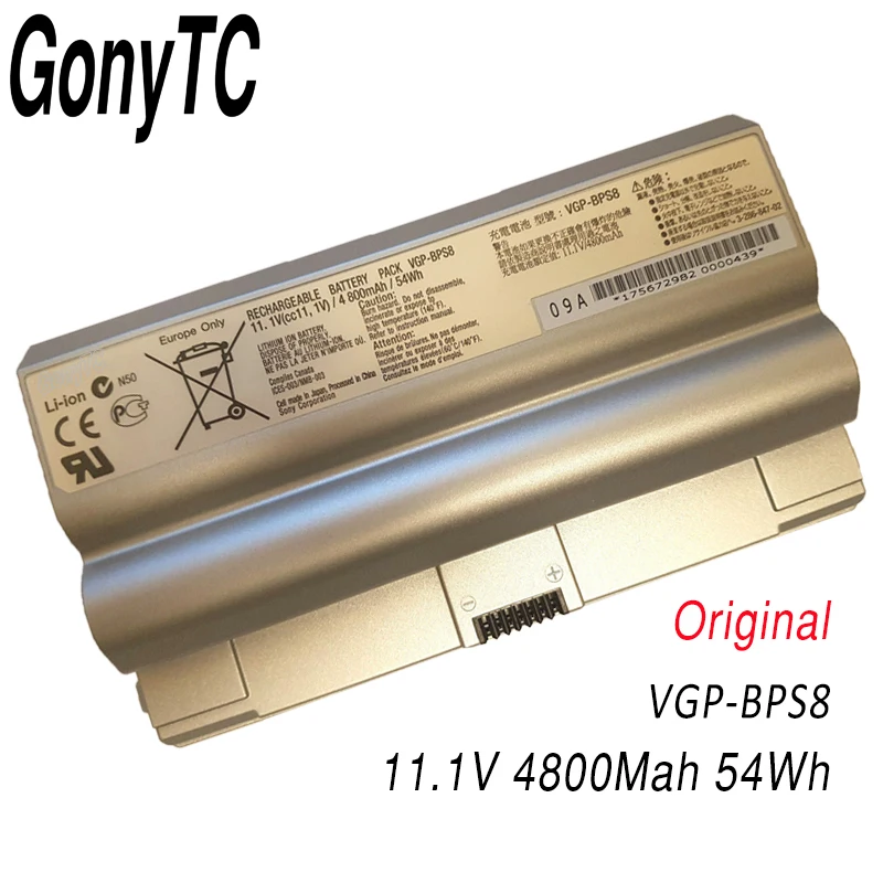 Оригинальный VGP BPS8 6 ячеек ноутбук Батарея для SONY VAIO BPL8 BPS8A FZ50B FZ90S|Аккумуляторы
