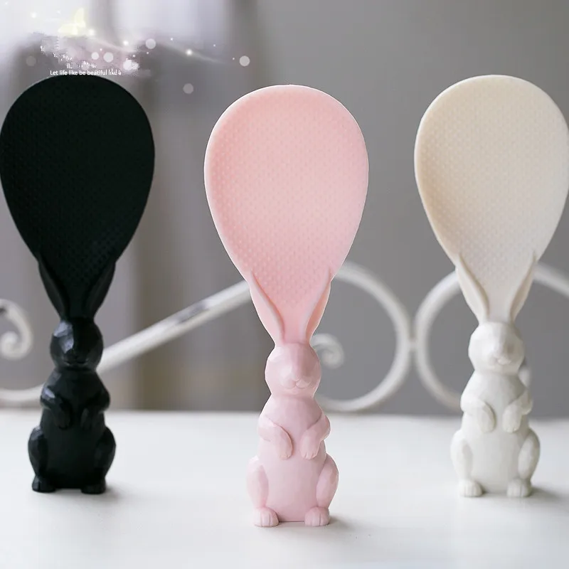 1 шт. креативная ложка в форме белого и розового кролика стоячая весло для риса