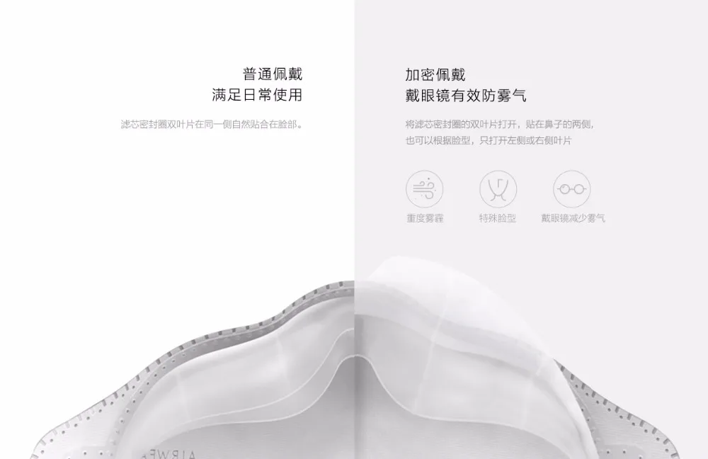 4 шт. фильтр с маской Xiaomi AirPOP Air Wear PM0.3 анти-Дымчатая маска для лица Регулируемая Ушная подвесная удобная маска для лица 4 цвета