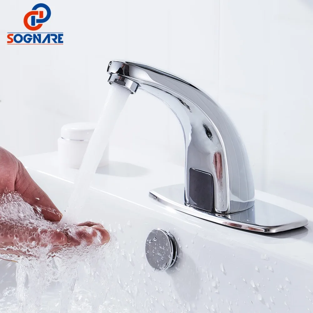 

SOGNARE Touchless Bathroom Faucet Power Water Automatic Tap Infrared Sensor Sink Faucet Sensor Water Mixer Tap Hands Free Faucet