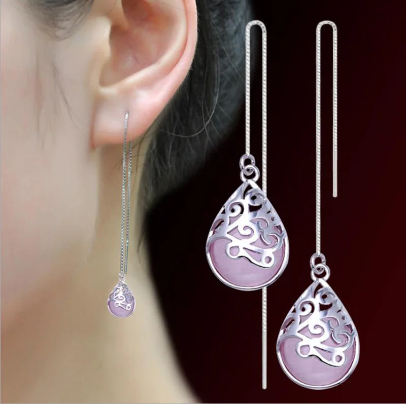 Серьги кисточки женские из серебра 925 пробы с опалом|earrings for women|fashion earrings womenearrings