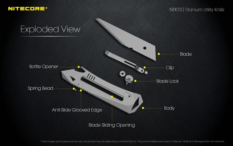 Nitecore NTK10 титановый нож для самозащиты многофункциональный выдвижной открытый охотничий кемпинг рыбалка EDC Инструменты серебро