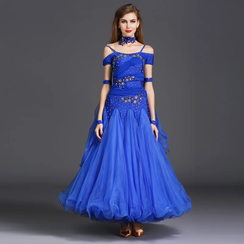 Royal Blue Очаровательный современный танцевальный костюм большой национальный стандарт танцевальное платье - Цвет: Royal Blue