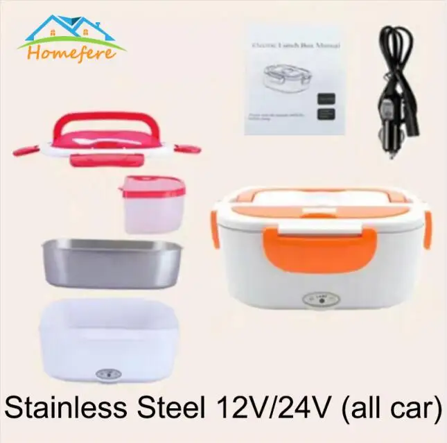 Stainless Steel Car 1.5L 110V/220V Portable Electrical Lunch Box Office School Car Lunchbox Kids Heated Lunch Box bento Food Container Free Shipping - Color: Stainless Steel Car