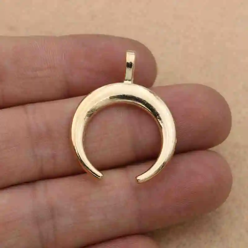 KJjewel Античная Посеребренная Рог подвеска в форме Луны для изготовления ювелирных изделий браслет интимные аксессуары DIY Выводы 26x33 мм 5 шт - Окраска металла: Gold color