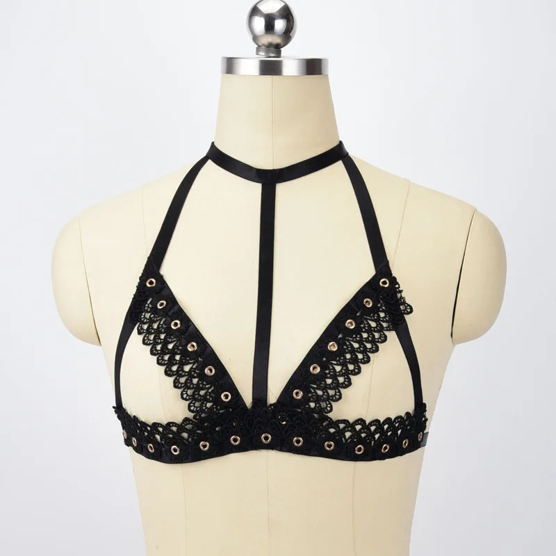 Женский кружевной бюстгальтер с цветочным узором|harness bra|harness bra cagebody cage |