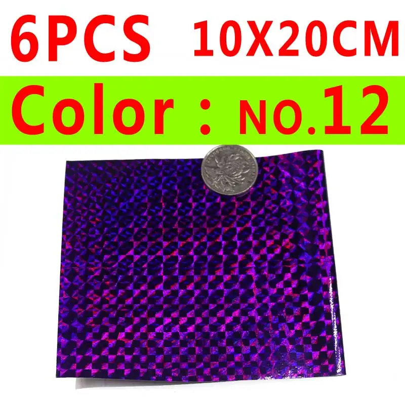 6pcs color 12 Bimoo 4/6 шт набор наклейка для приманки 10*10/20 см Голографическая клейкая пленка флэш-лента для Fly приманка делая голографическая пленка клейкая лента - Цвет: 6pcs color 12