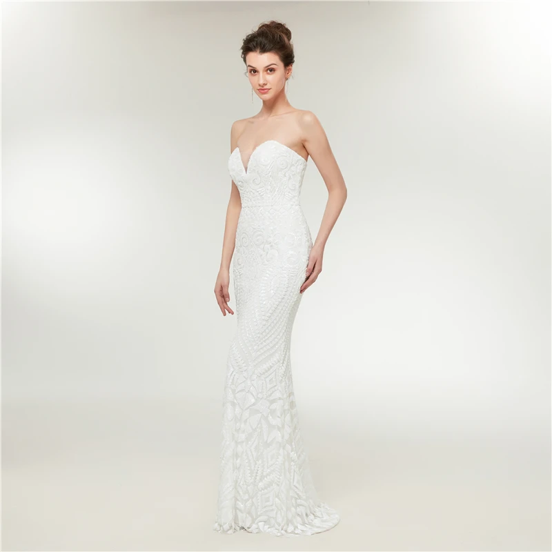 Женское вечернее платье Forevergracedress белое с блестками милая изящная Русалка