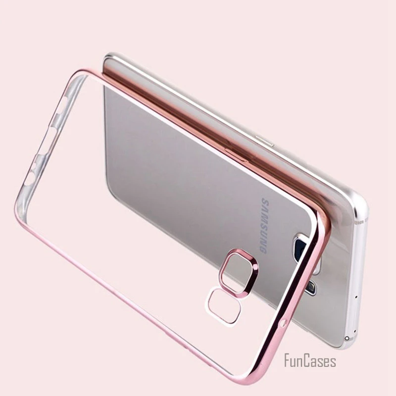Роскошный кристально прозрачный чехол S7edge Прозрачный Ультра тонкий мягкий из