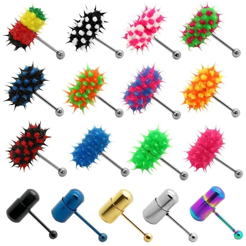 Модные женские и мужские ювелирные изделия для пирсинга тела цветные резиновые