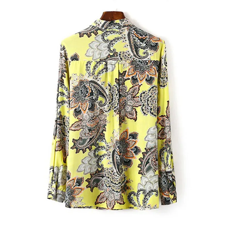 Новые цветочные печатных женщины блузки свободного покроя с длинными рукавами