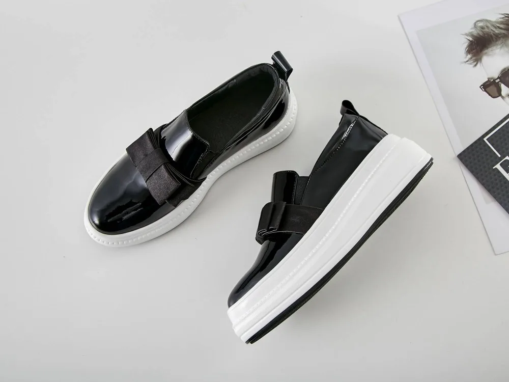 

Krazing Pot 2019 genuine leather brand spring shoes slip on casual round toe sneaker wedges platform women vulcanized shoes L02