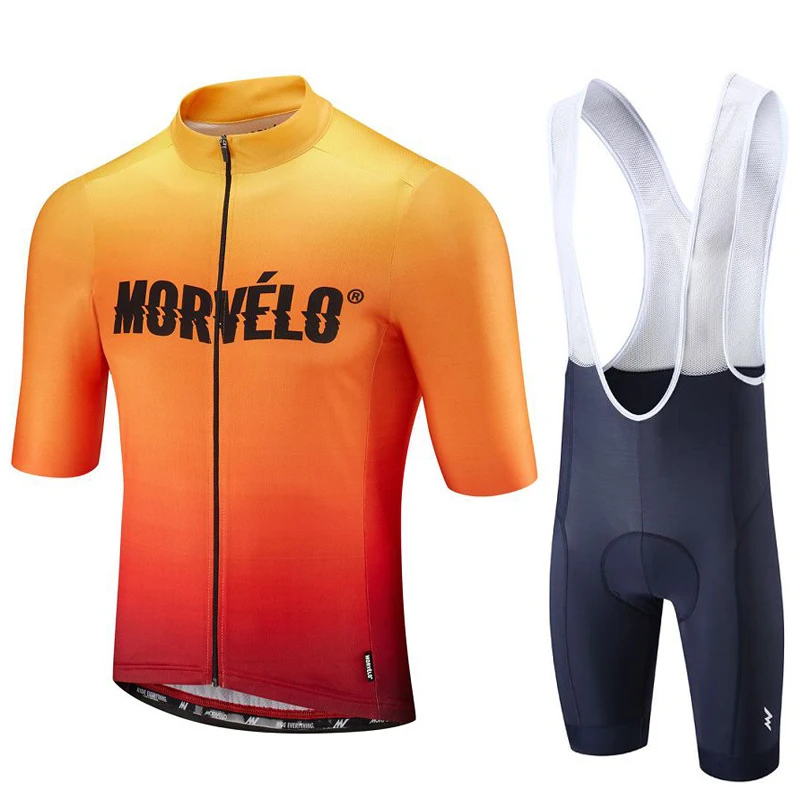 Pic color Morvelo одежда для велоспорта Мужской комплект костюм летняя велосипедная Одежда дышащая анти-УФ велосипедная одежда короткий рукав Велоспорт Джерси Наборы - Цвет: Pic color
