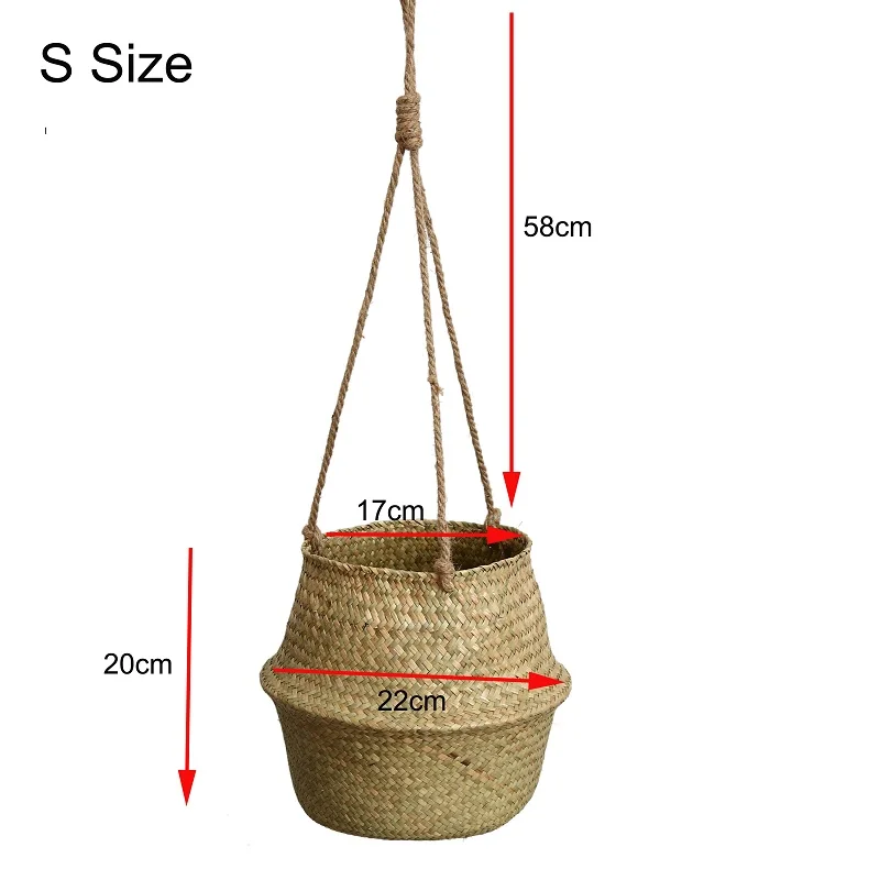 Hanging flower pots WHISM, складной цветочный горшок, морской горшок из ротанга, цветочный горшок, декоративный красочный горшок для растений, корзина для хранения для дома, балкона, садового декора - Цвет: Hanging flower pots