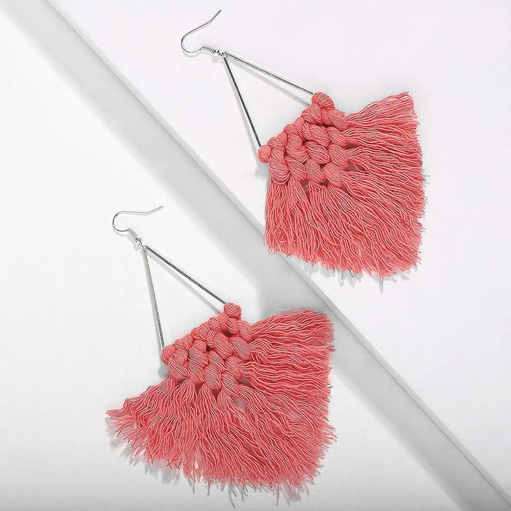 Серьги-Подвески ручной работы с кисточками в богемном стиле для женщин