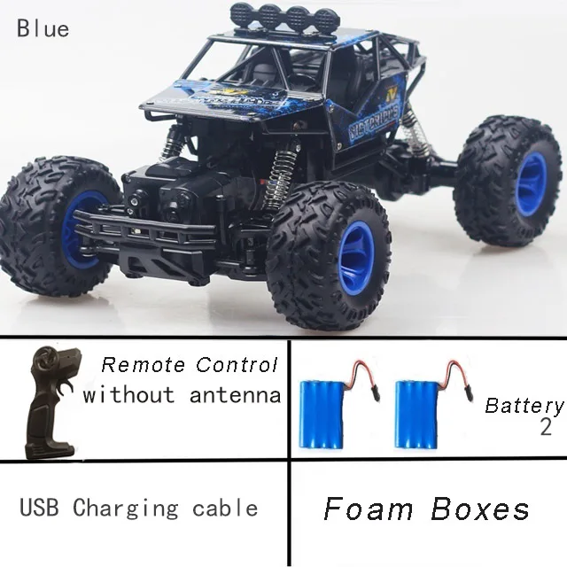 27cm blue 2 battery 4WD электрический автомобиль RC автомобиль Bigfoot автомобиль 1/12 Багги 2,4G Радиоуправляемый автомобиль двойной мотор Высокоскоростной грузовик внедорожник игрушки подарок - Цвет: 27cm blue 2 battery