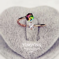 valentines day gifts colorful rose gold ring ms zircon ring han edition tide restoring ancient ways of people