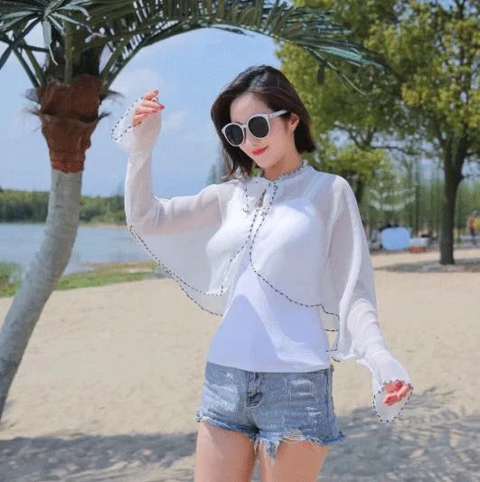 2019 new spring and summer scarf female driving bike sunscreen shawl chiffon long jacket | Аксессуары для одежды