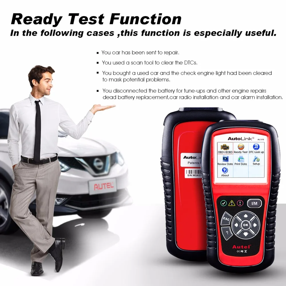 Autel AL519 OBD2 Авто диагностический сканер инструмент OBD 2 Автомобильный Eobd (система