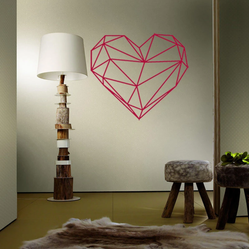 3D геометрические наклейки на стену в форме сердца DIY абстрактные настенные для
