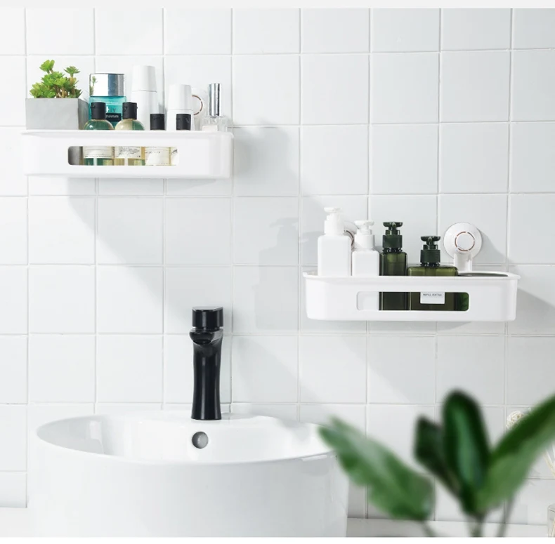 KLX High quality bathroom Vacuum Strong Suction cup shelf Kitchen Punch free No trace Spice rack home Storage makeup organizer