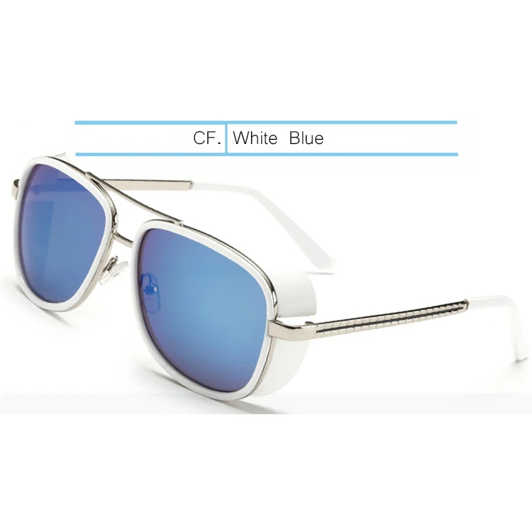 White Blue IVSTA Tony Stark, солнцезащитные очки для мужчин, Железный человек, Matsuda, стимпанк, солнцезащитные очки, Ретро стиль, большие солнцезащитные очки, UV400 - Цвет линз: White Blue