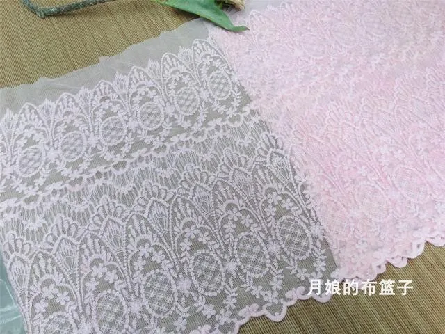 Розовый/белый изысканный хлопок сетка вышивка одежда кружева аксессуары кружева 50 см шириной