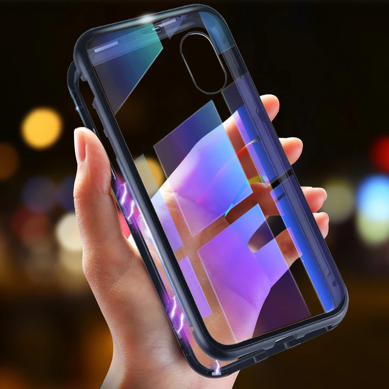 Магнитные Металлические жесткий прозрачный чехол для iPhone X 8 7 6 6 S Plus XS MAX XR чехол для samsung Galaxy S9 S8 плюс S7 края примечание 9 Примечание 8