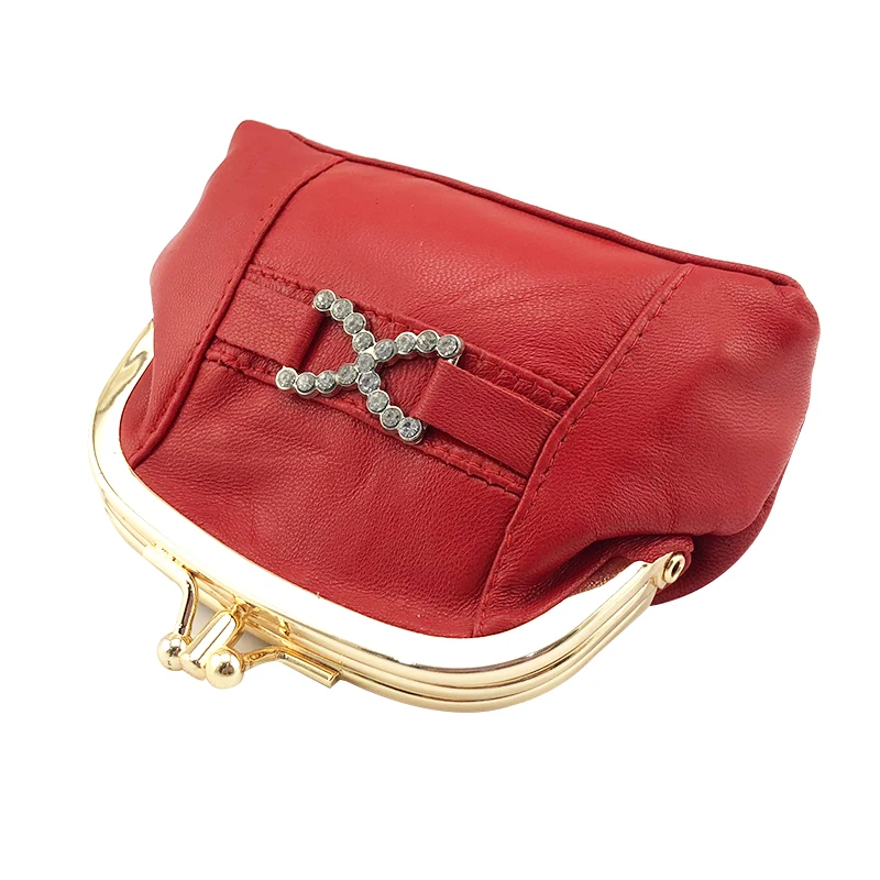 NICOLE &amp CO New Genuine Leather Coin Purse girls Sheepskin Change Metal Hasp Closure Card Holder Wallet Zipper Small Bag |