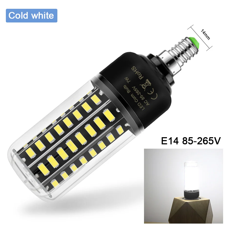 E14 Cold White E27 светодиодный лампы 220V E14 светодиодный светильник мозоли 110V SMD 5736 28 40 72 108 132 156 светодиодный ы энергосберегающие ампулы светодиодный настенный светильник для украшения дома - Испускаемый цвет: E14 Cold White
