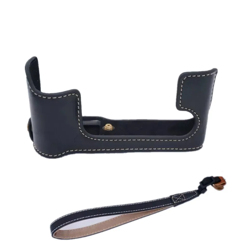 Получехол из искусственной кожи для Fuji Fujifilm коричневый черный кофейный с