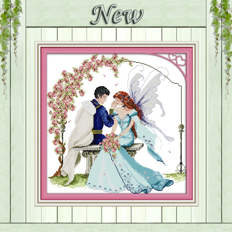 Принц и принцесса эльфов живопись Счетный Печать на холсте DMC 11CT 14CT наборы Сделай
