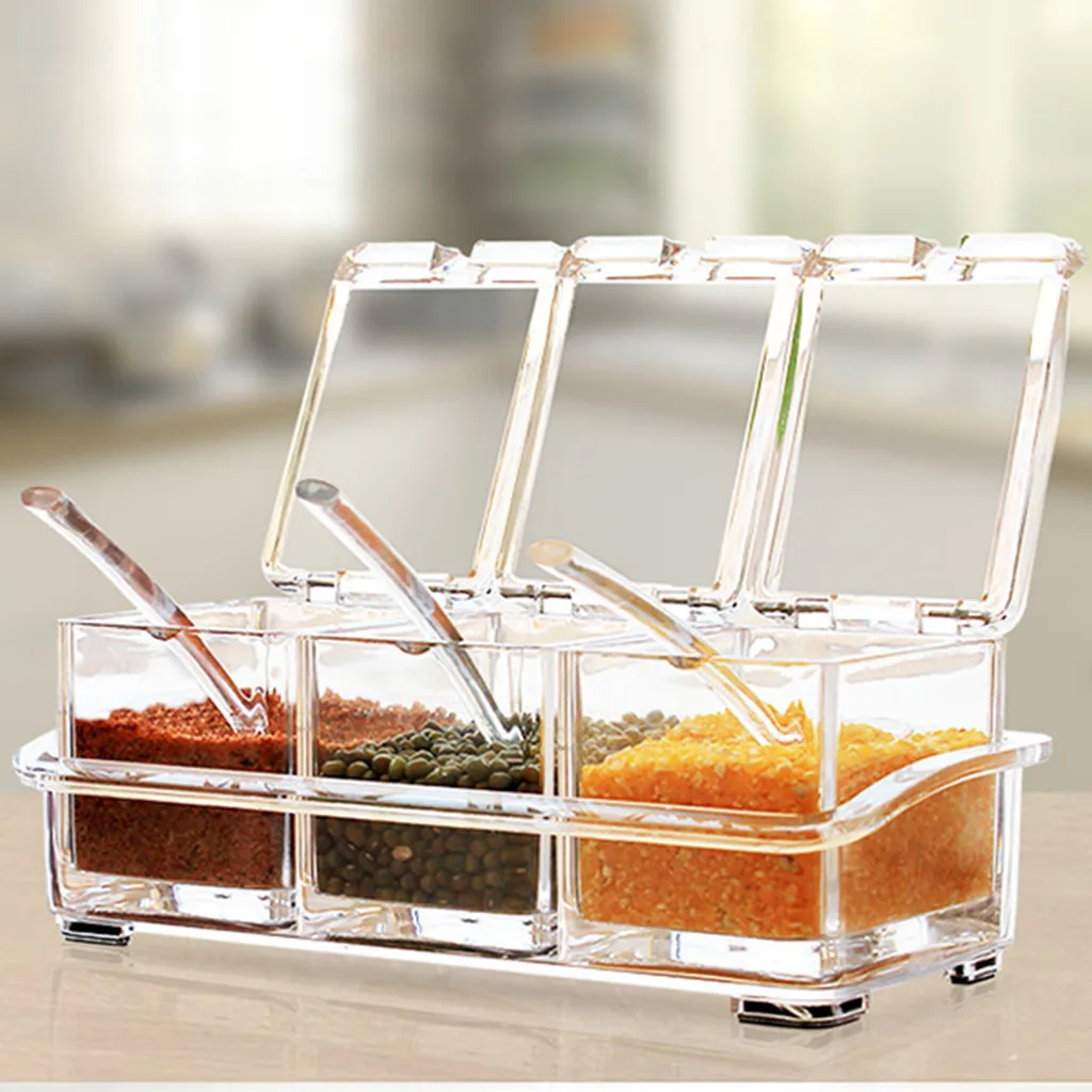 2020 Seasoning Rack Spice Pots Box Storage Container Condiment Jar Kitchen Tool Salt Pepper Cumin Powder tool | Дом и сад