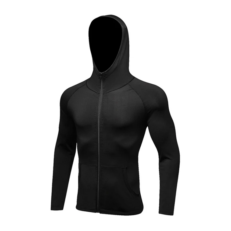 black Yuerlian спортивная куртка весна осень зима езда по бездорожью Гонки Спортивная куртка одежда фитнес быстросохнущие пальто с капюшоном - Цвет: black