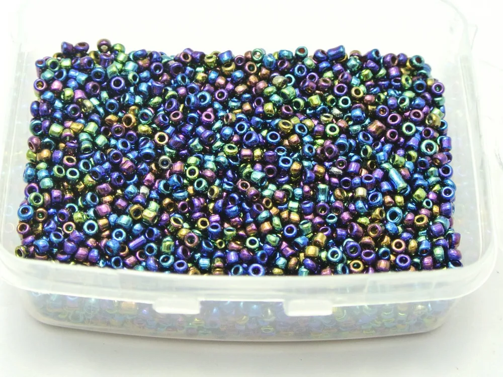 

5000 Peacock Blue Glass Seed Beads 2mm (10/0) + Storage Box