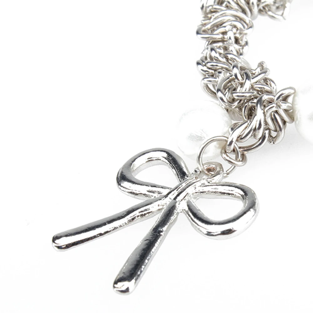 Цепочка с милым бантом Белый браслет искусственным жемчугом M40 | Украшения и