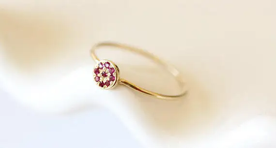 Fashion Women's Gold Plated Ruby Zircon Cluster Ring Exquisite Engagement Wedding Jewelry | Rings