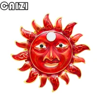 caizi 2019new red cute sun god brooch rhinestone flower brooches for women enamel pin wedding jewelry clothes accessories gifts