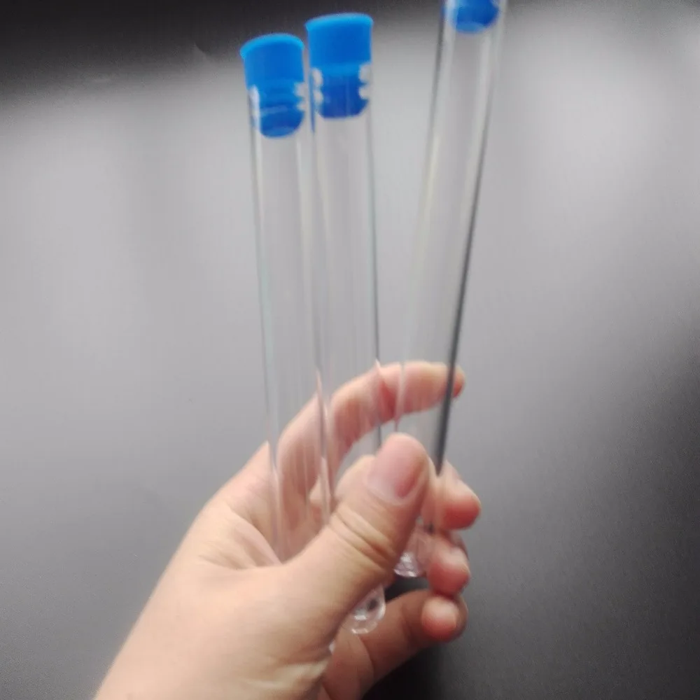 Прозрачная пластиковая пробирка с синей крышкой 16x150 мм 30 шт.|test tube|plastic test tubeclear