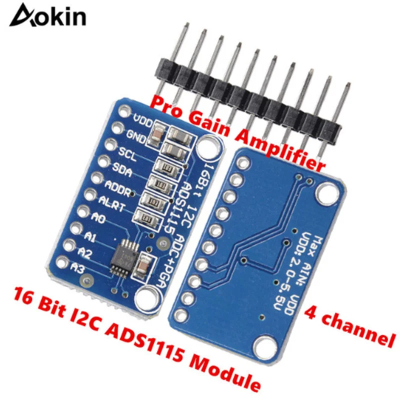 Aokin ADS1115 16 битный 4 канальный I2C IIC аналогово цифровой ADC PGA преобразователь с