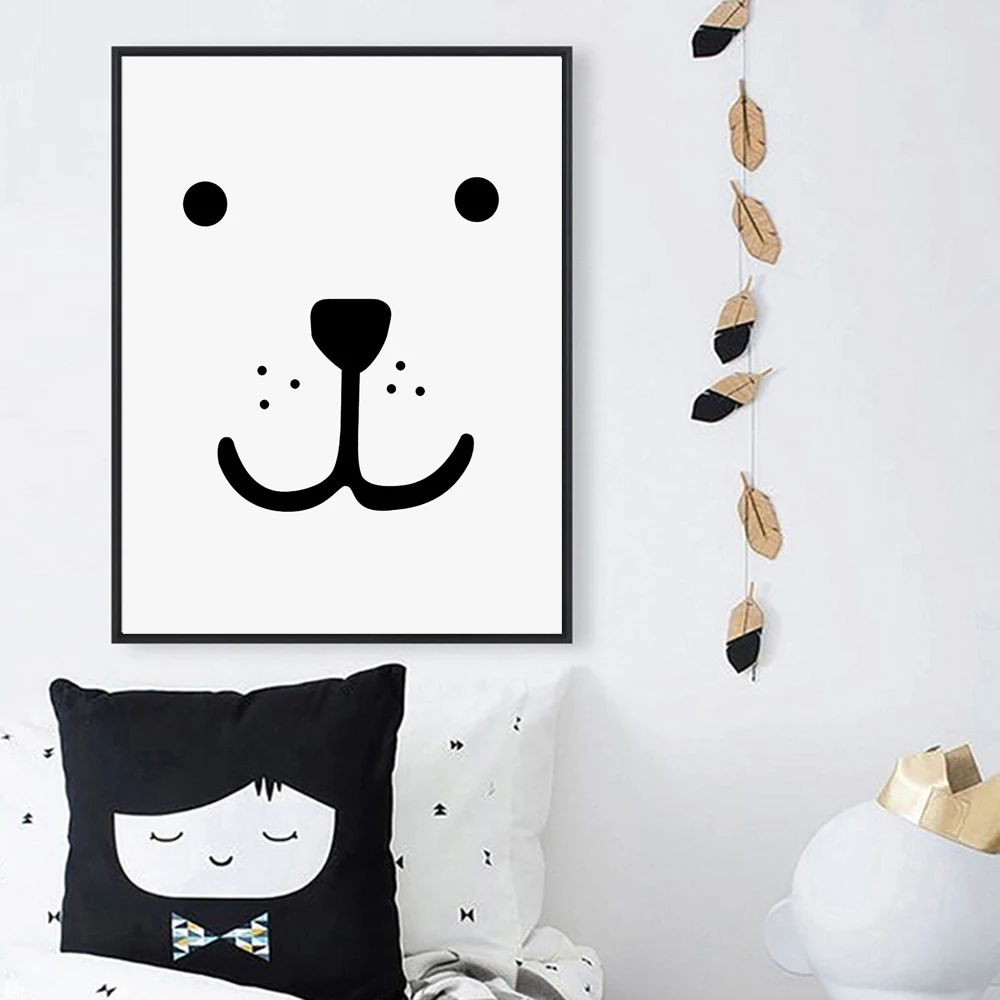 Современный скандинавский домашний декор каваи мишка лицо постер настенное