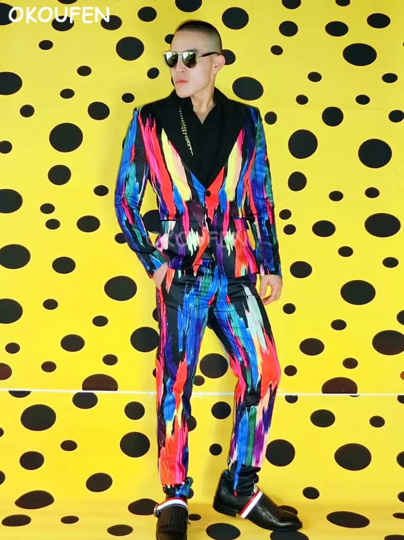 Новинка мужской певец для ночного клуба ди джей GD BIGBANG Модный яркий стрейчевый