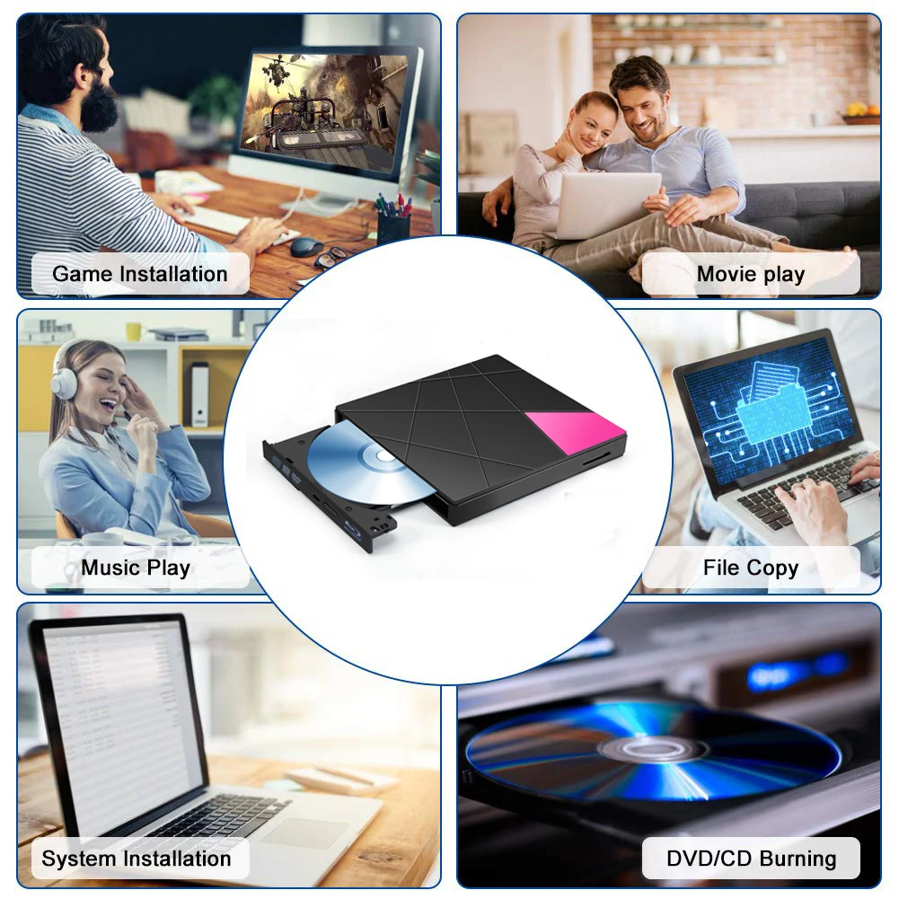 Внешний Blu-Ray привод USB 3,0 и type-C внешний BD/CD/DVD горелки Привод ультра-тонкий CD/DVD-RW горелки Писатель проигрыватель оптический привод внешний оптический привод blu ray