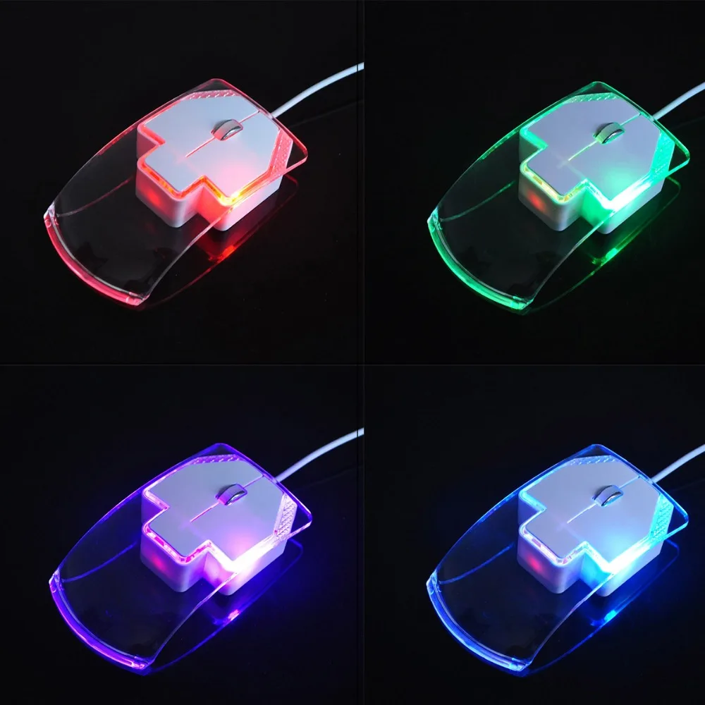 Яркая светящаяся мышь для компьютера USB Проводная игровая 3 кнопки 1600 dpi геймер