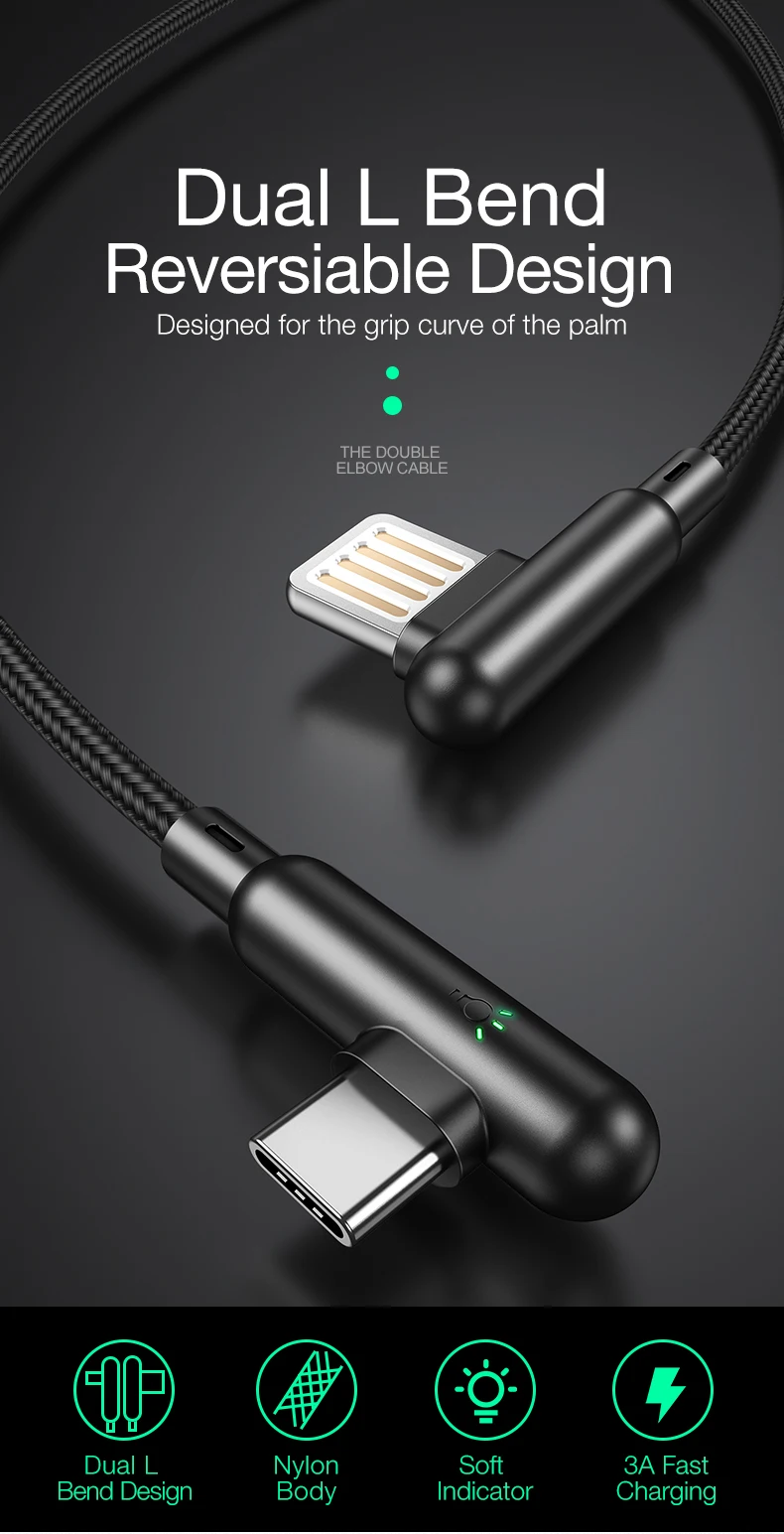 CAFELE 3A usb type C кабель для xiaomi redmi k20 samsung 90 градусов USB C кабель для мобильного телефона Быстрая зарядка c кабель для передачи данных