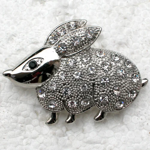 

12pcs/lot Wholesale Crystal Rhinestone Rabbit Pin brooches jewelry Accessories C101890