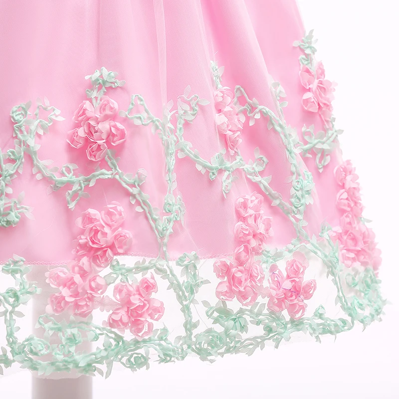 Retail Appliques Beauty Little Princess Party Gown Dress With Big Bow Floral Elegant Girls Birthday Wedding L1845 | Детская одежда и