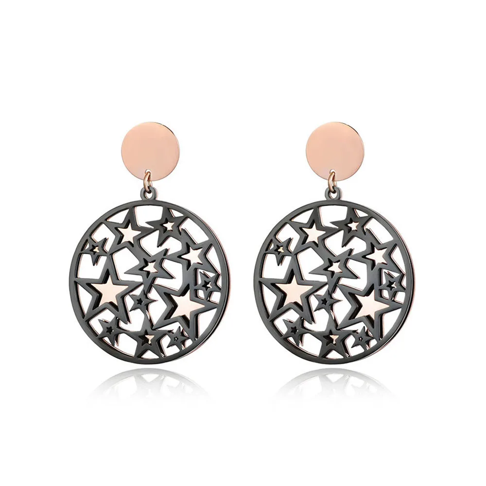 Новое поступление женские серьги JeeMango из титановой стали цвета розового золота с