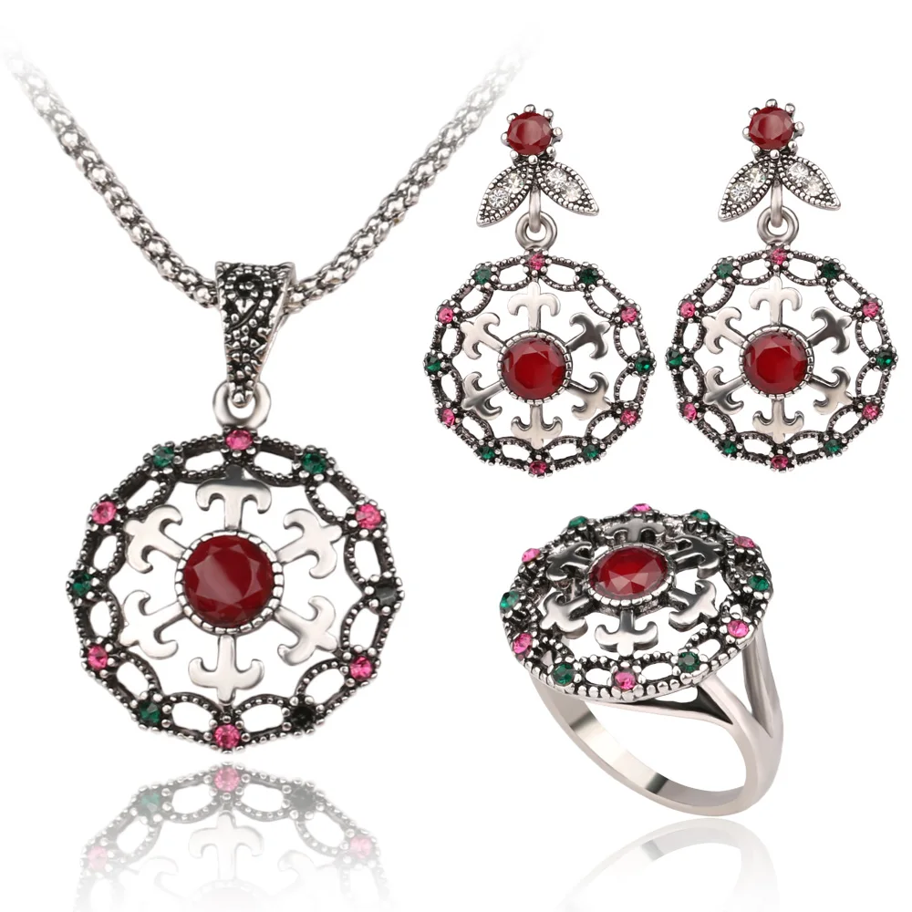 Роскошные 3 шт. серебряного цвета из Индии Кристалл Ювелирные наборы винтажные