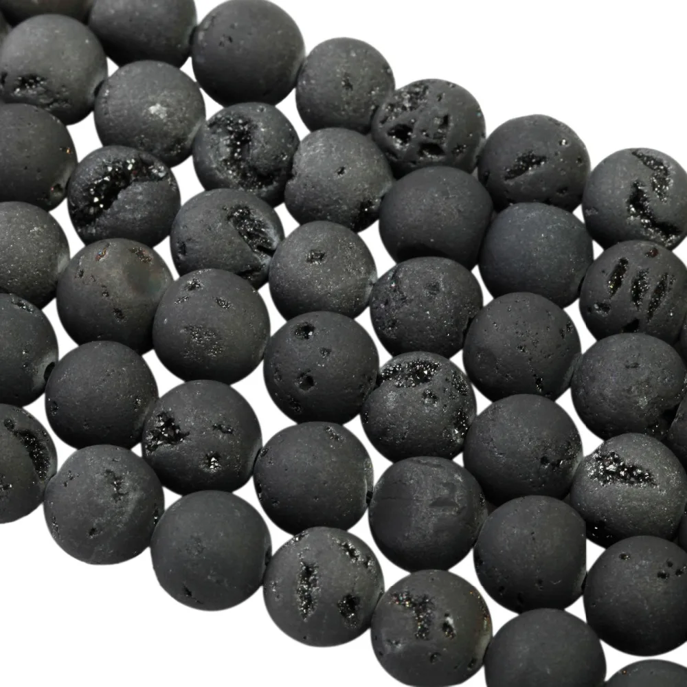 TUMBEELLUWA черный титан с покрытием Druzy Geode свободные бусины для изготовления